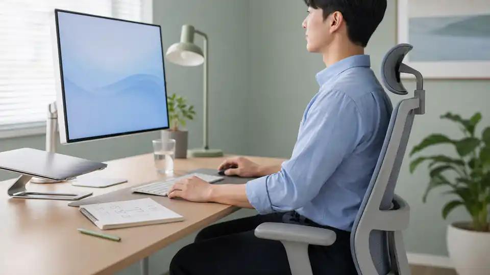 목디스크 초기증상, 목보다 팔 저림이 먼저 느껴질 수 있는 이유 2 목디스크 팔저림과 자세 체크를 보여주는 책상 이미지
