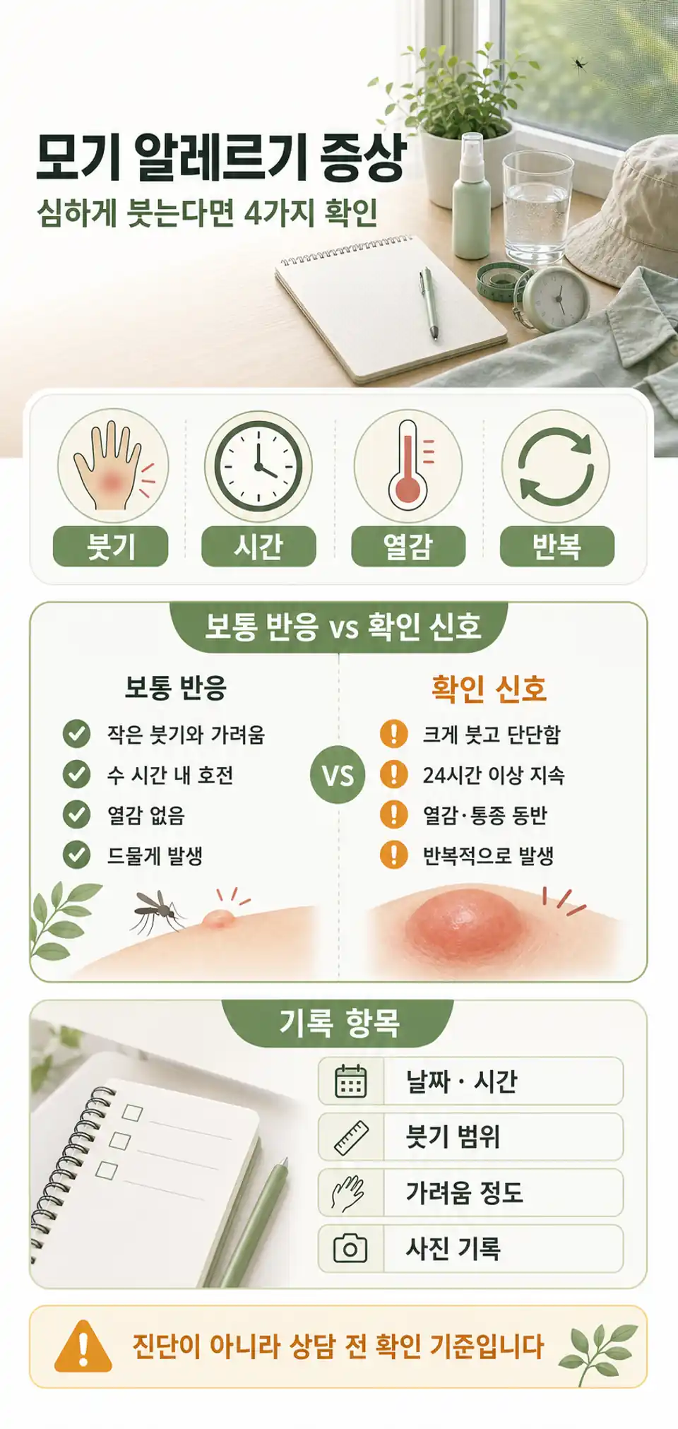 모기 알레르기 증상, 심하게 붓는다면 확인할 체크포인트