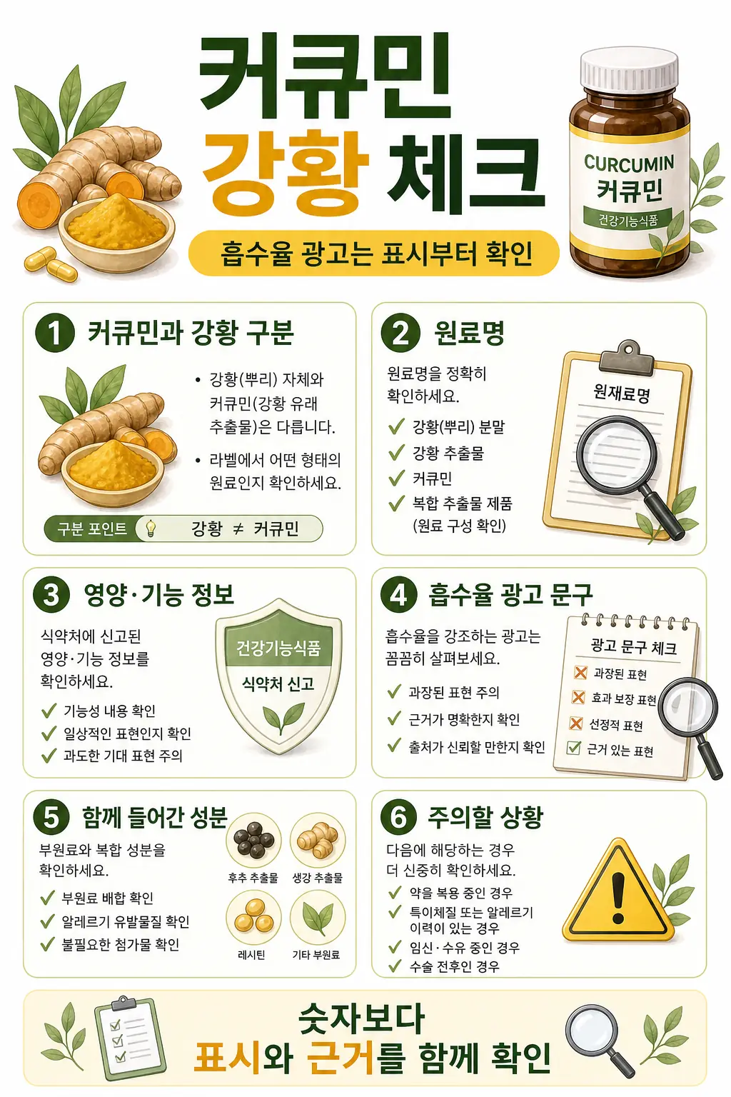 커큐민 강황 영양제 차이, 흡수율 광고 볼 때 주의점 2 커큐민 강황 표시 체크 인라인 이미지