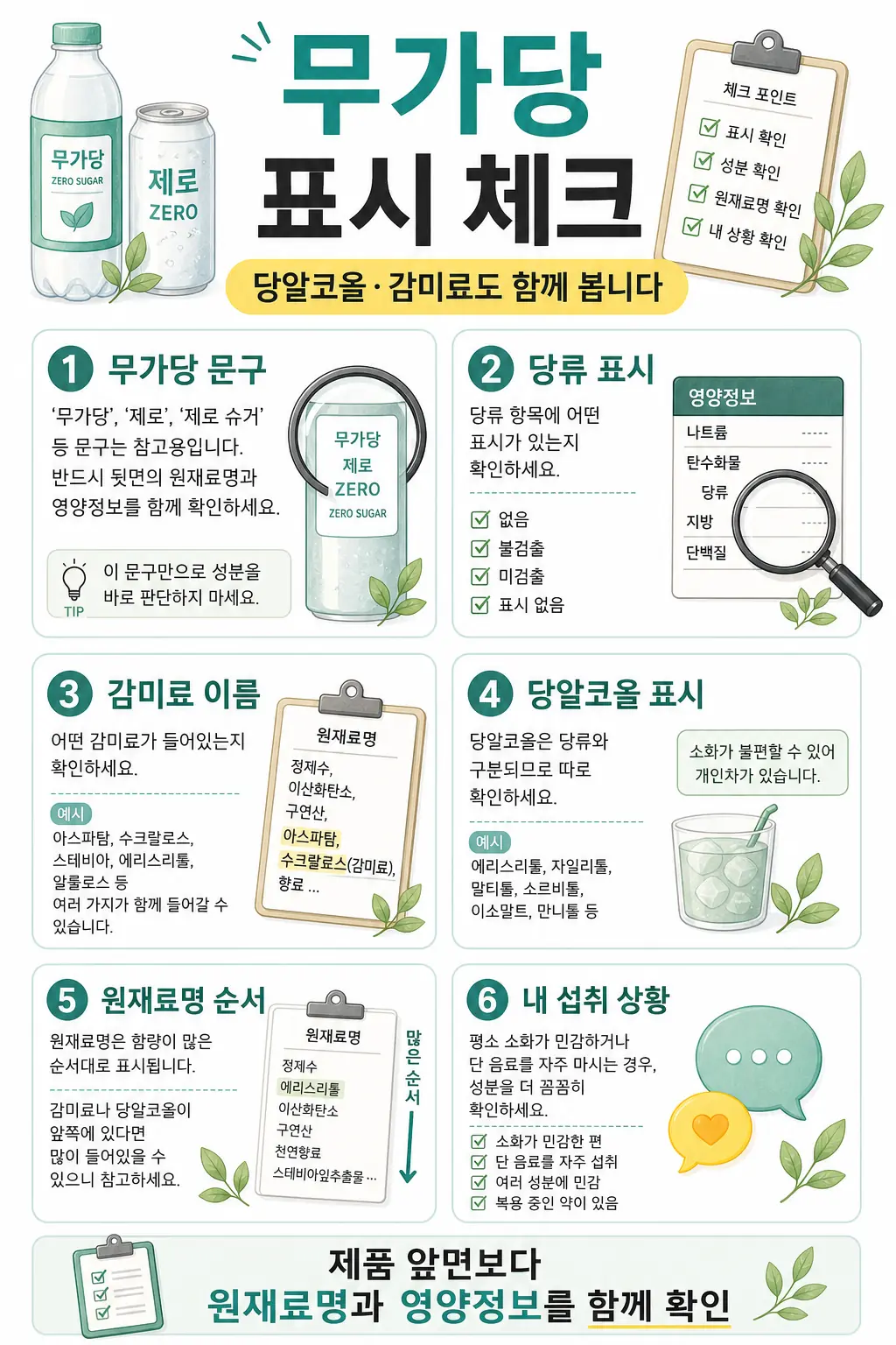 무가당 음료 표시 체크 인라인 이미지