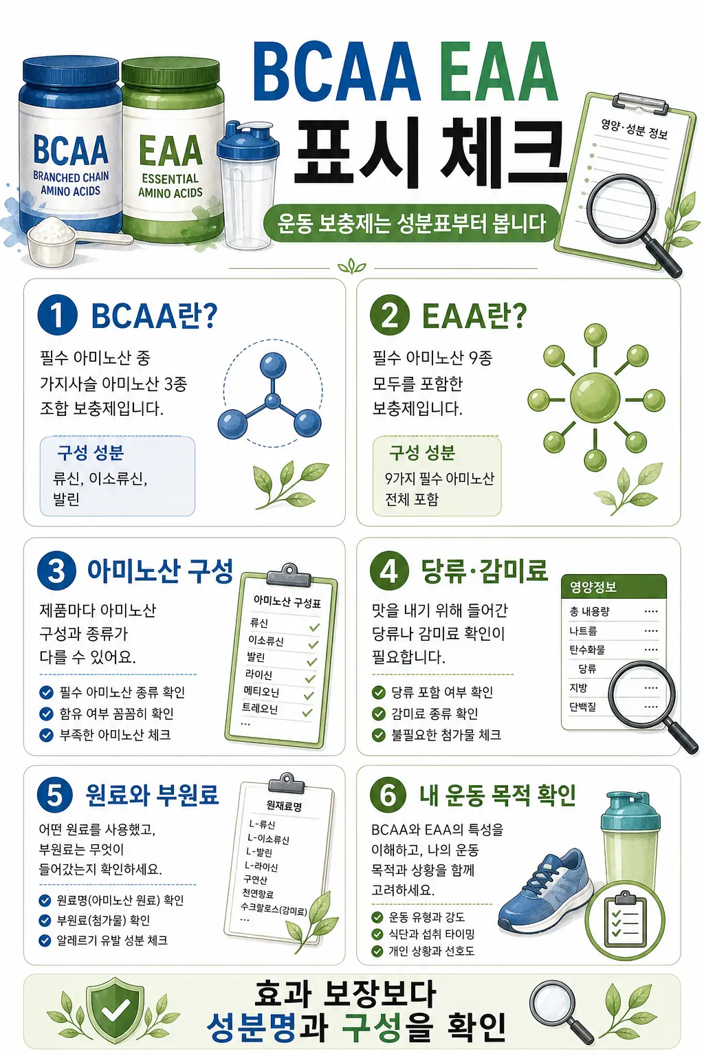 BCAA EAA 차이, 운동 보충제 사기 전 확인할 기준 2 BCAA EAA 표시 체크 인라인 이미지