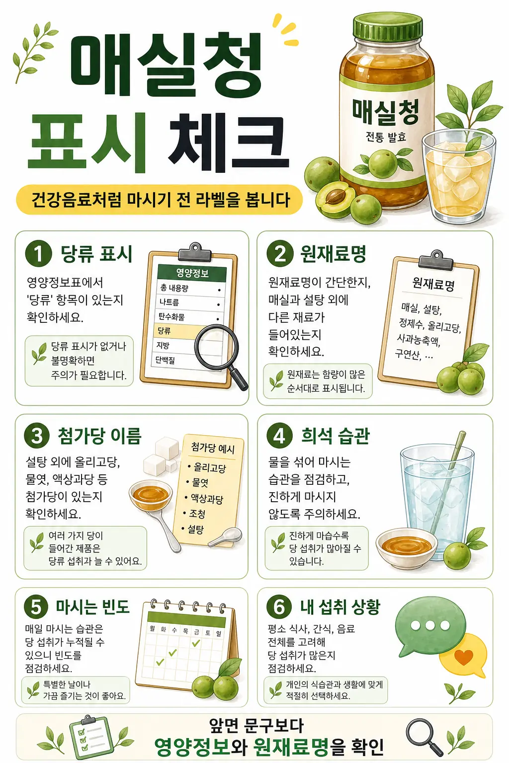 매실청 당류, 건강음료처럼 마실 때 놓치기 쉬운 점 2 매실청 표시 체크 인라인 이미지