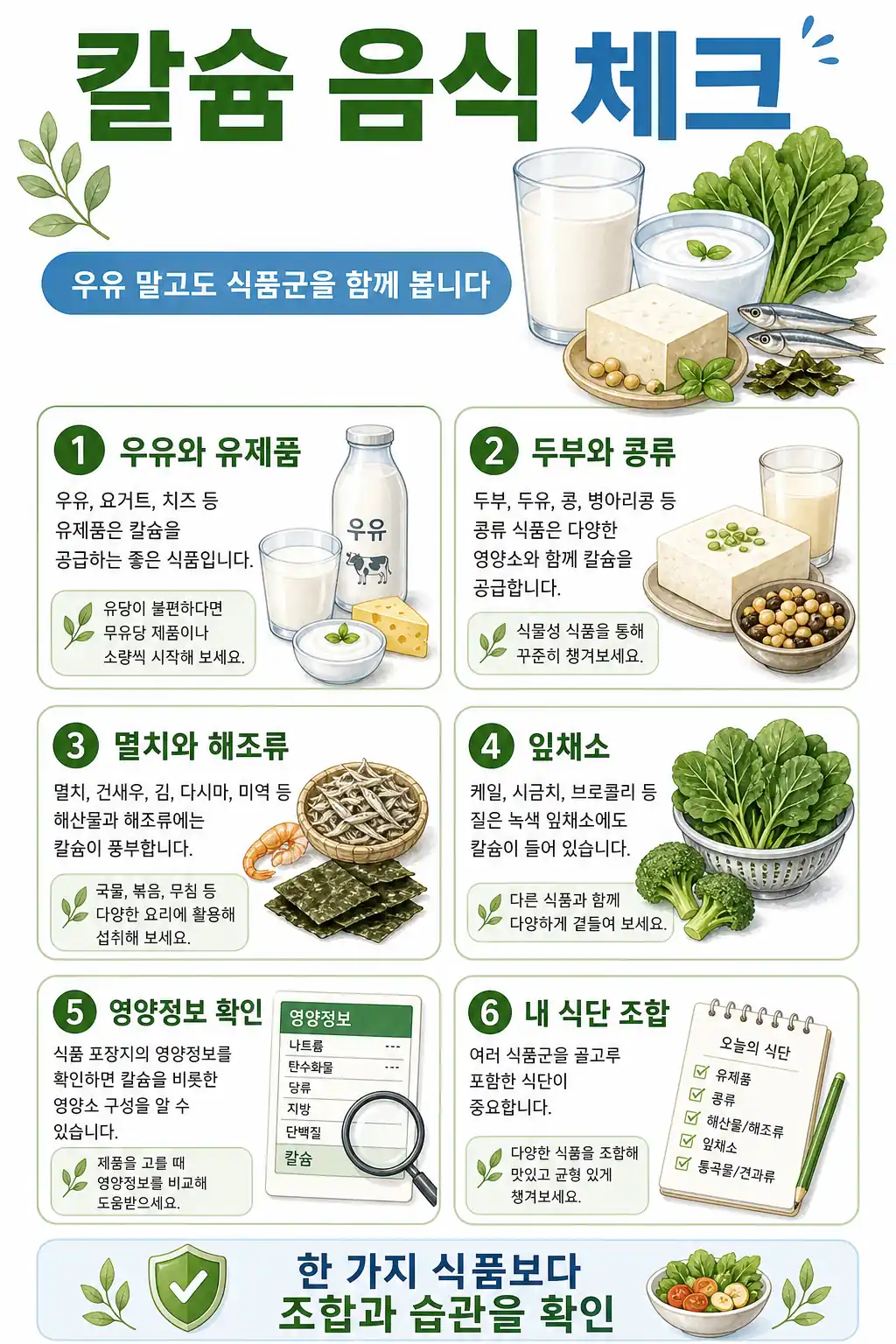 칼슘 많은 음식, 우유 말고도 확인할 식품 조합 2 칼슘 음식 체크 인라인 이미지