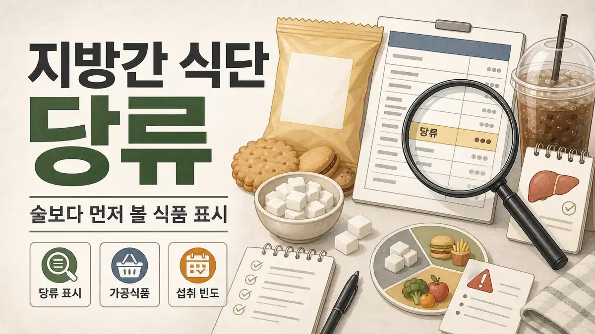 지방간 식단 당류와 식품 표시 확인 대표 이미지