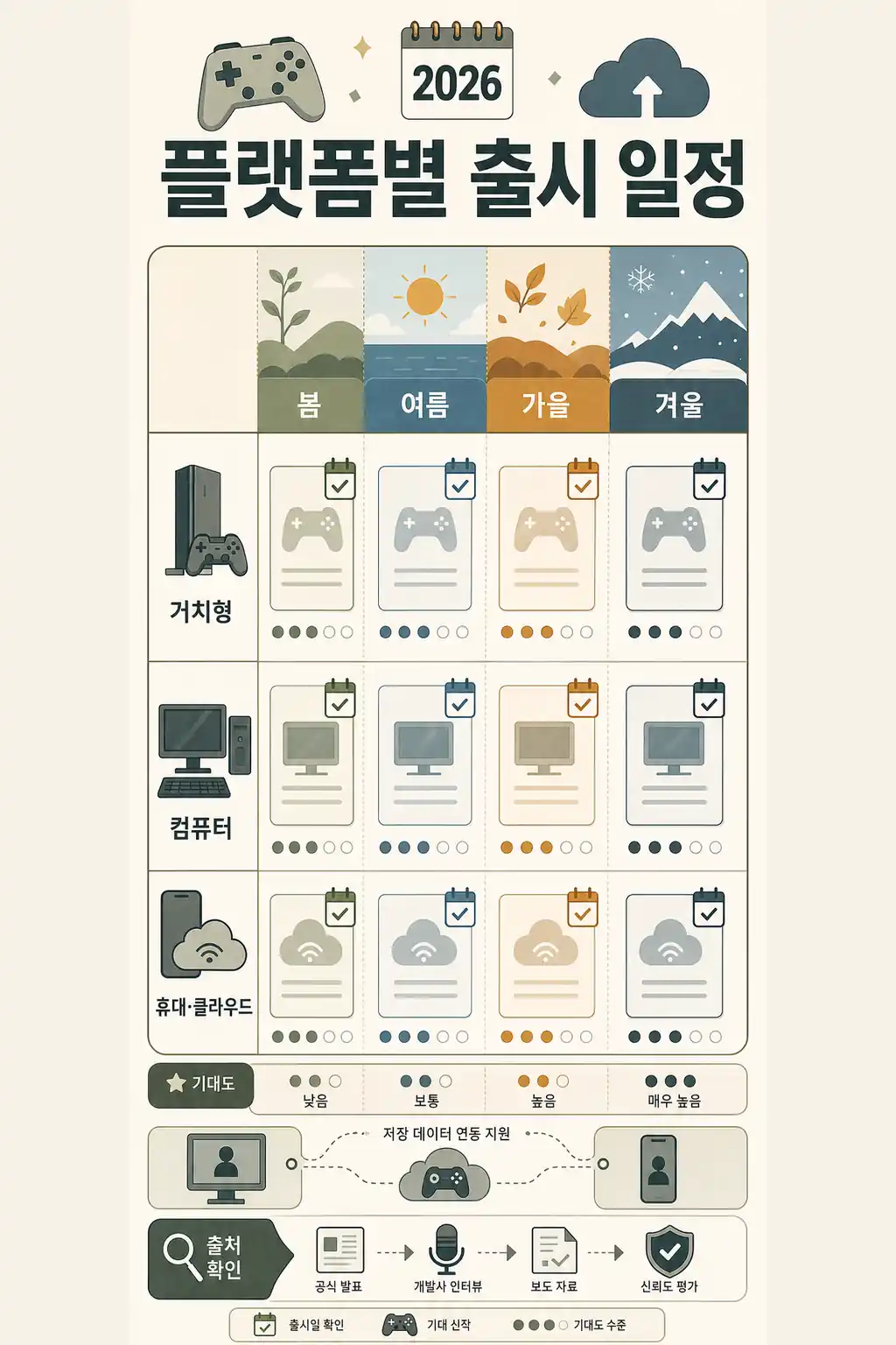 2026 신작 게임 출시일을 플랫폼별로 확인하는 인포그래픽