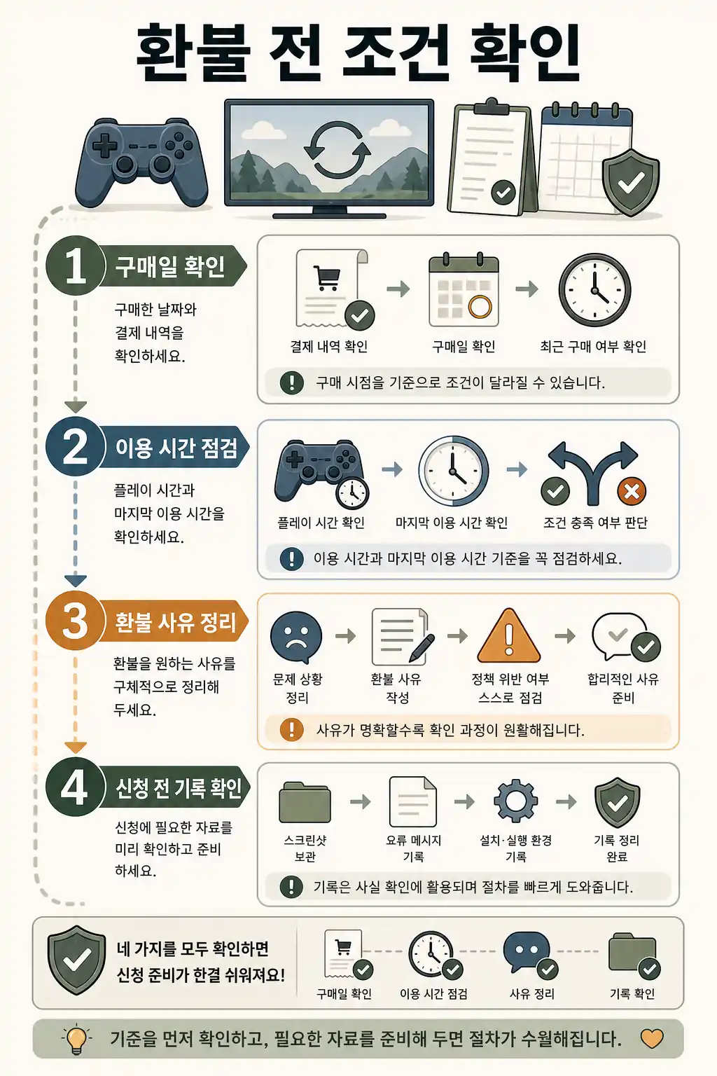 게임 환불 전 조건 확인 흐름 인라인 이미지
