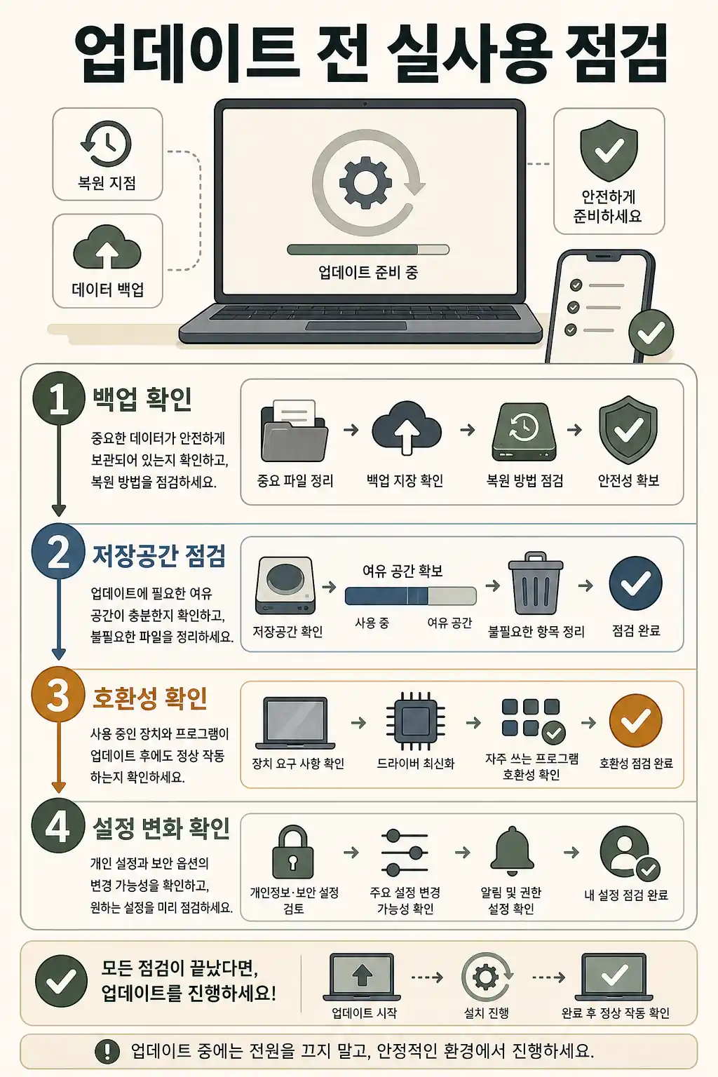 운영체제 업데이트 전 실사용 점검 인라인 이미지
