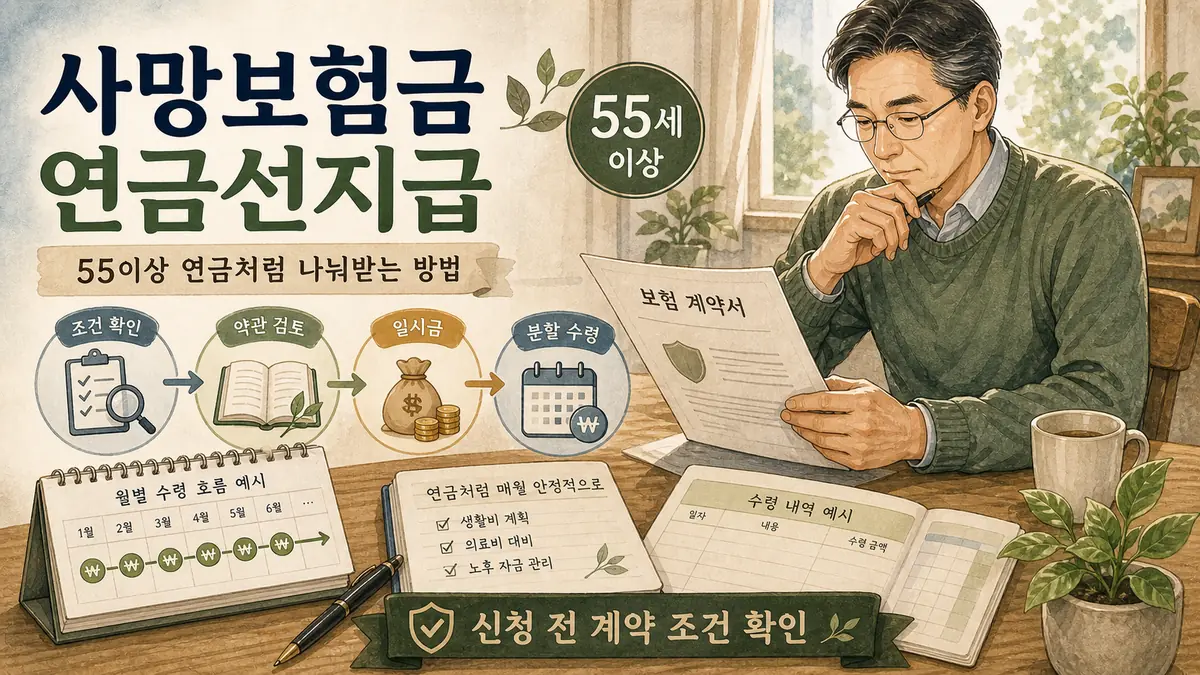 사망보험금 연금선지급 55이상 연금처럼 나눠받는 방법 ?? ???