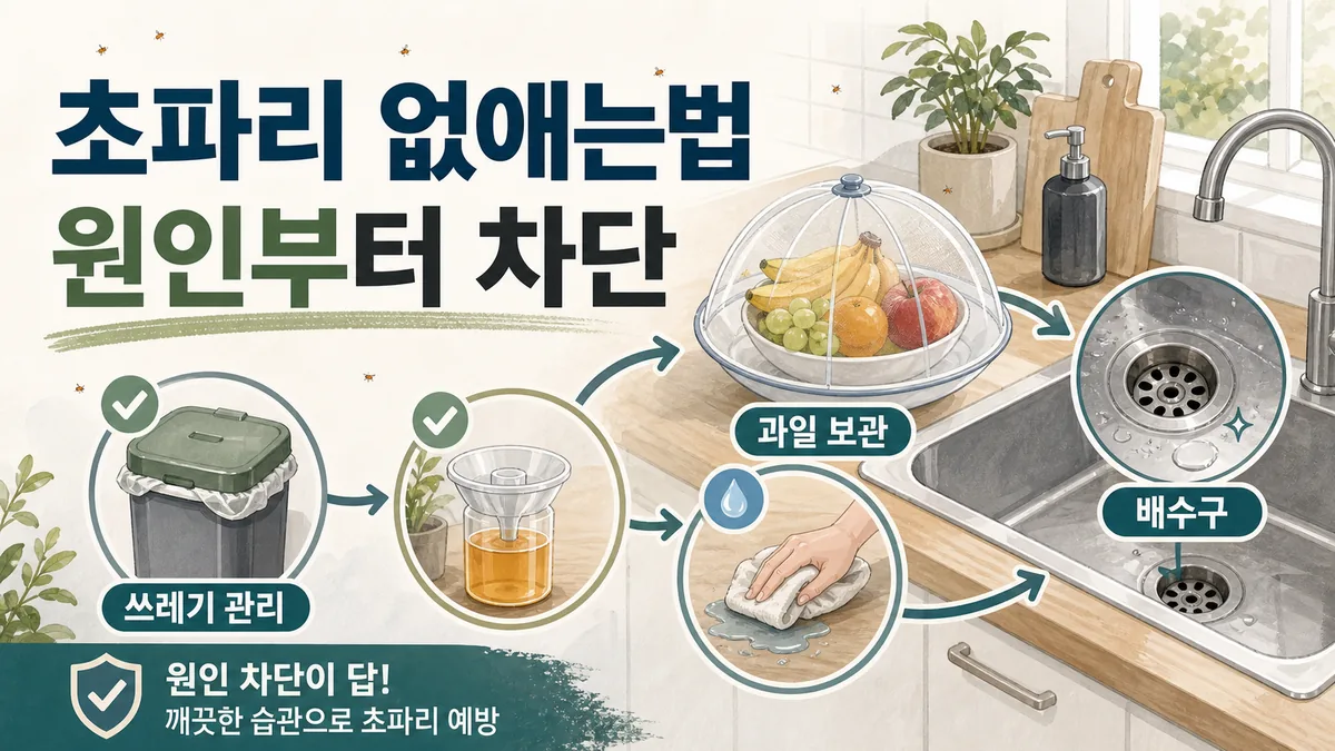 초파리 없애는법, 계속 생기는 집에서 먼저 막을 원인 대표 이미지