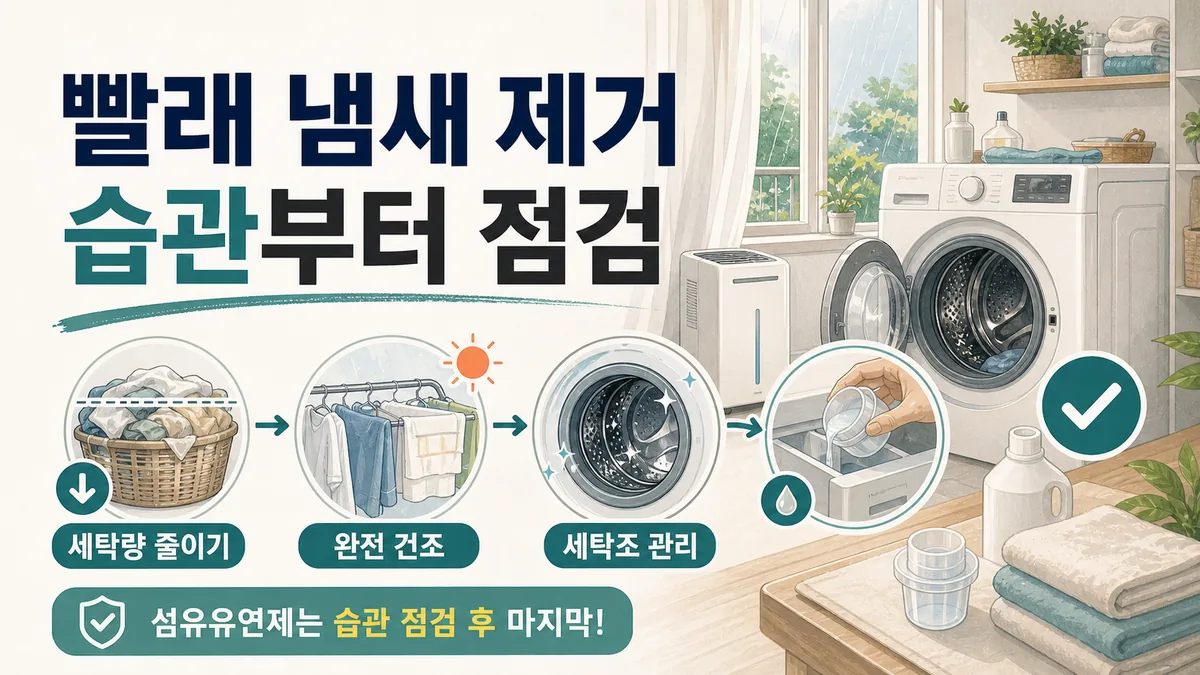 장마철 빨래 냄새 제거, 섬유유연제보다 먼저 바꿀 습관 대표 이미지
