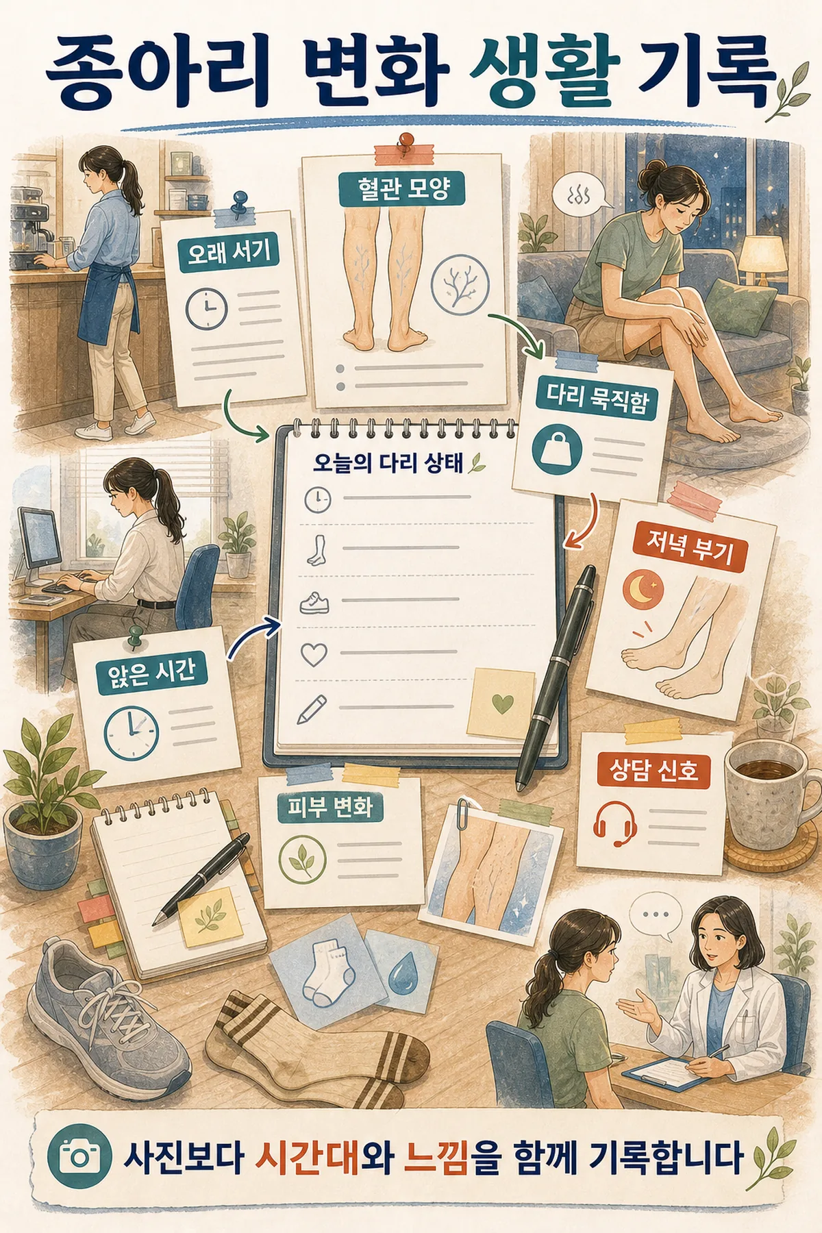 하지정맥류 초기증상, 종아리 혈관이 튀어나올 때 생활 체크 인라인 이미지