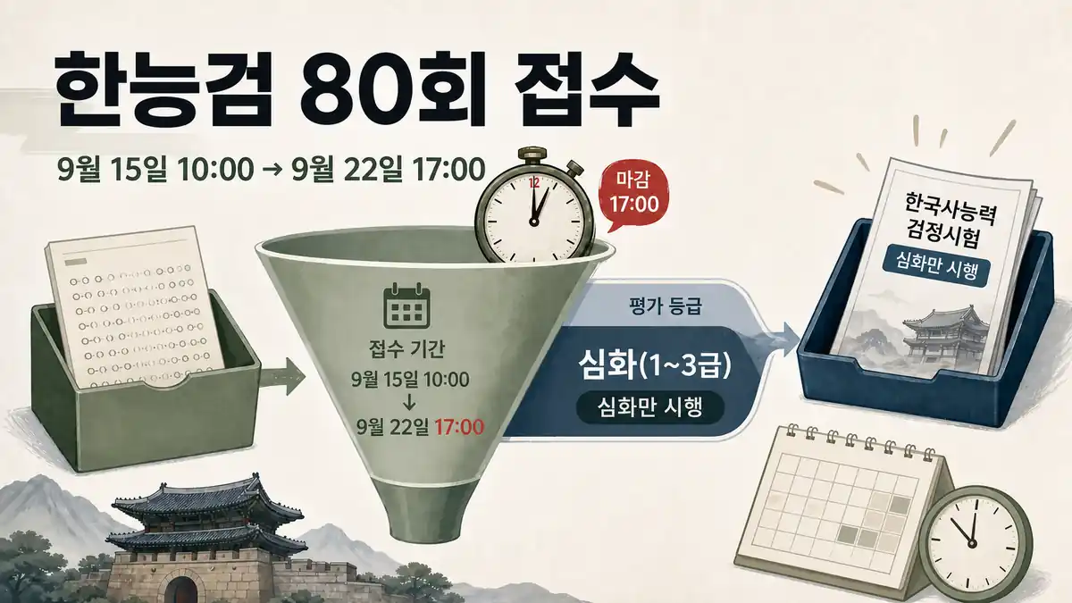 2026 한국사능력검정시험 80회 접수 9월 22일 마감, 심화만 시행 핵심 일정 안내 이미지