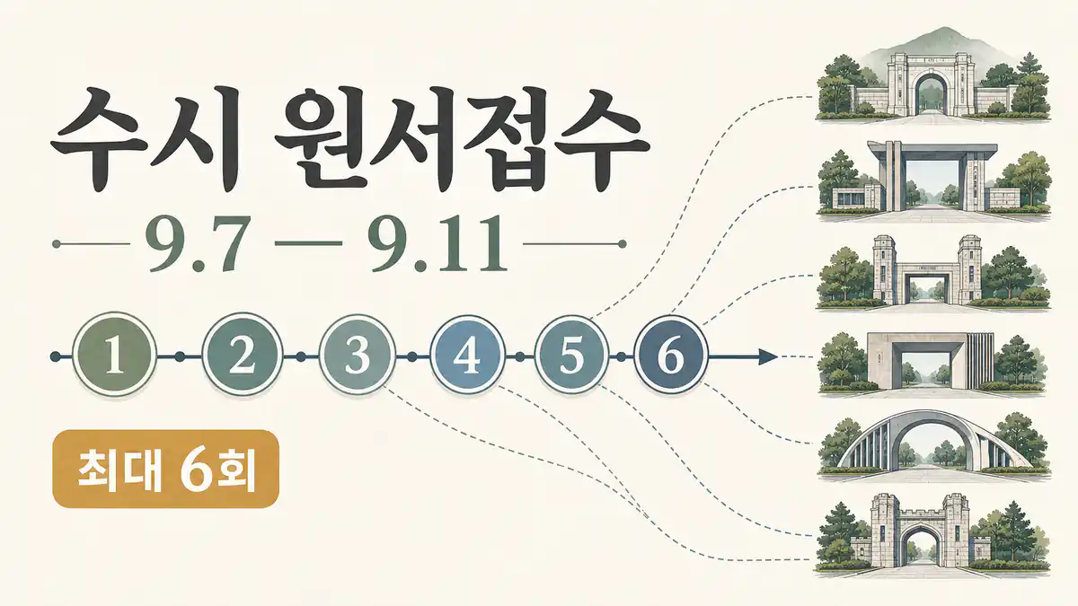 2027 수시 원서접수 9월 7일 시작, 대학별 마감·6회 제한 체크 핵심 일정 안내 이미지