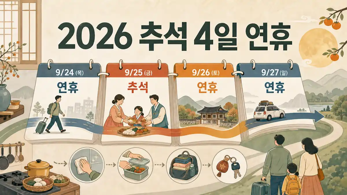 2026 추석 날짜와 4일 연휴, 9월 24~27일 휴가 붙이는 법 핵심 일정 안내 이미지